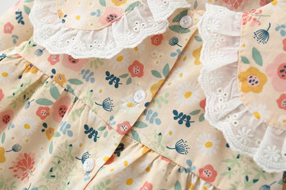 Toddler Girls' baby clothes spring autumn floral dresses costume for 1 2 year old girls baby clothing straight long sleeve dress