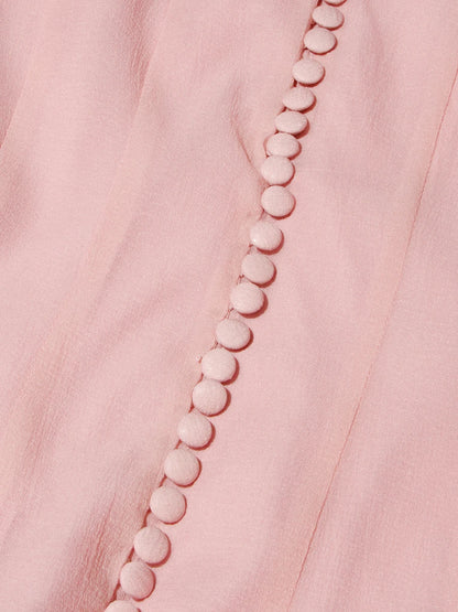 VGH Elegant Spliced Ruffles Midi Dresses for Women O Neck Petal Sleeve High Waist Slim Patchwork Buttons Solid Dress Female New