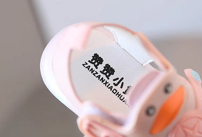 Little Duck Light-up LED Sandals for First Walker Anti-kick Baby Shoes for 0-3 Years Old Pre walker Soft Sole Cartoon for Girl
