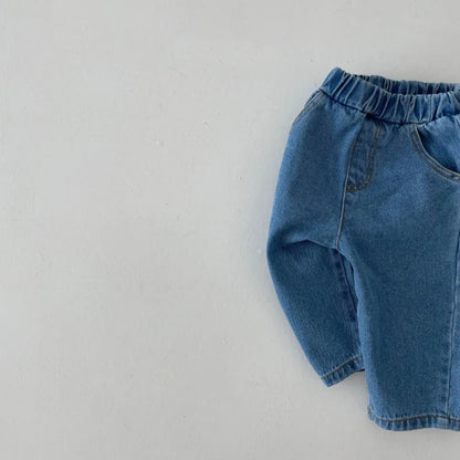 2025 Autumn New Baby Loose Jeans Solid Girls Casual Pants Infant Boys Harem Pants Newborn Toddler Packet Denim Trousers Clothes