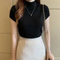 Solid Color Casual Women Clothing Korean Knitted Women Top Bulse Mujer De Moda Spring Summer Slim Turtleneck Blouse