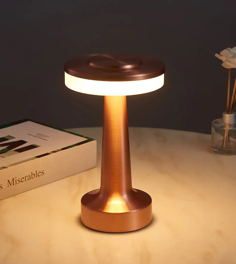LED Table Lamp Retro Bar Coffee Table Lamp Rechargeable Touch Sensor Wireless Night Light Restaurant Living Room Decor Light