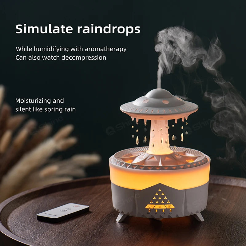 Rain Cloud Humidifier Water Drip with Remote Raindrop Humidifier Rain Cloud Diffuser Mushroom Air Humidifier with Rain Lamp