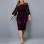 Elegant Sequin Plus Size 4XL 5XL Women Midi Dress Sexy Casual Evening Party Dress Gown Wedding Luxury Robe Rouge Vestidos