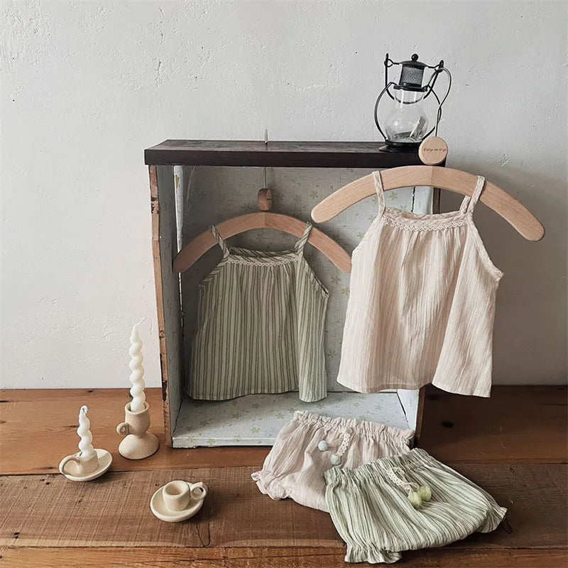 MILANCEL Baby Girls Clothes Striped Camisole And Bloomers 2 Pcs Baby Girls Clothes New born Baby Clothes Set