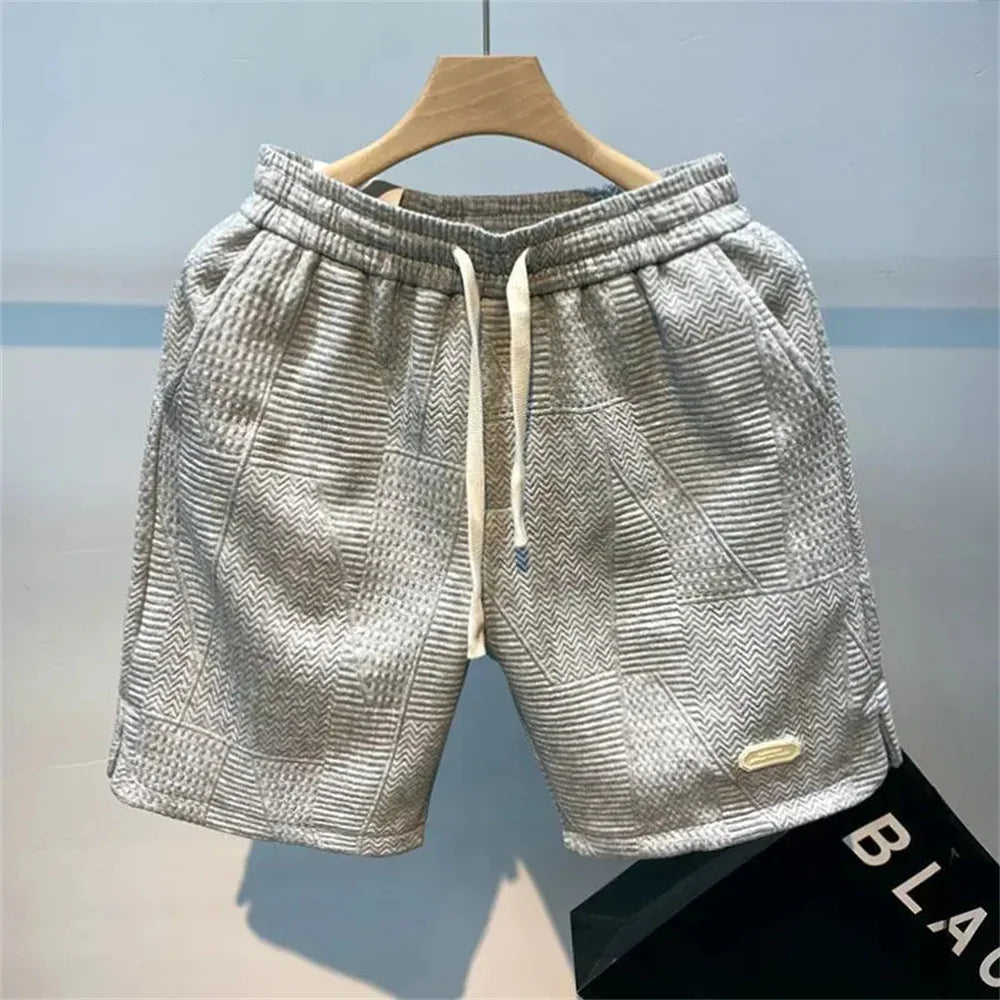 2025 Men Fashion Cotton Blended Solid Color Loosen Up The Waist Summer Multi-Pocket Shorts Wide Beach Casual Shorts Hot Selling