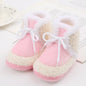 Korean Style Patchwork Plush Baby Shoes - Soft Sole, Cotton Padded, Lace-up Snow Boots for Adorable Boys and Girls 0-18M