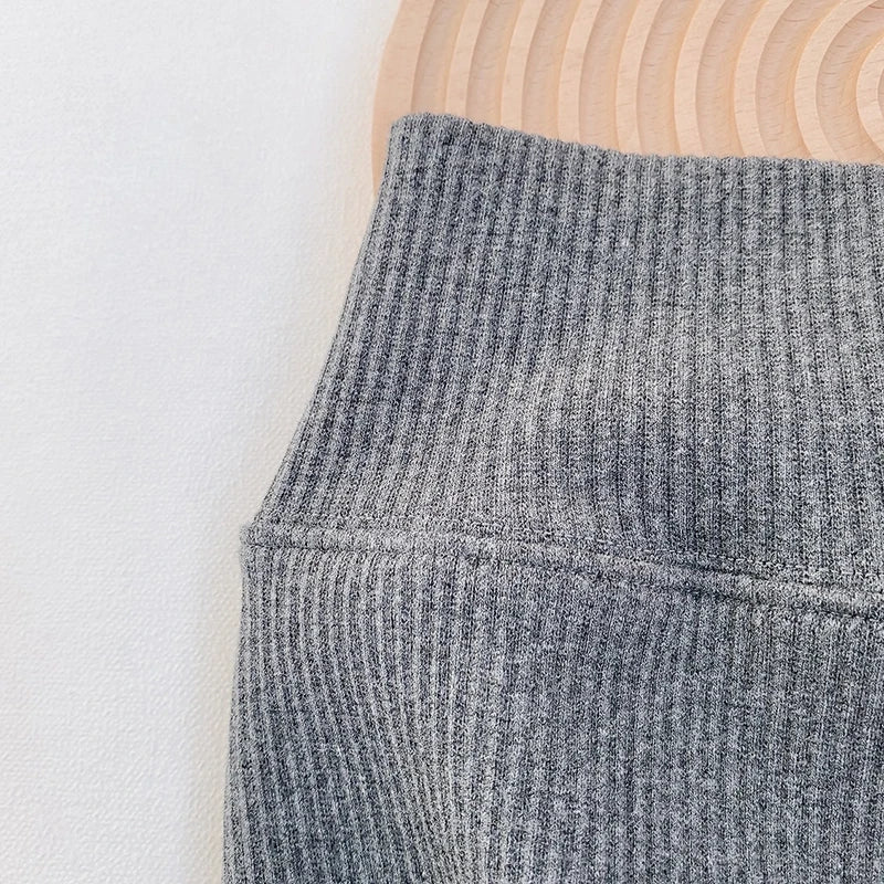 MILANCEL Baby Leggings Toddler High Waist Fleece Thermal Trousers Infant Solid Color Pants