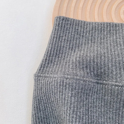 MILANCEL Baby Leggings Toddler High Waist Fleece Thermal Trousers Infant Solid Color Pants