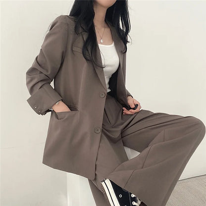 Fall Fashion Long Sleeve Blazer Mujer Pant Sets Blazers Women 2025 Casual Women's 2 Piece Outfit Set Suits Outwear