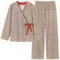Spring Autumn V-Neck Pajamas Female Pajamas Sets Elegant Floral Japanese Kimonos For Women Big Yards M-4XL Cotton