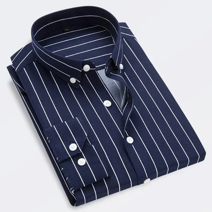 Brand New Men Shirt Male Dress Shirts Striped Men's Casual Long Sleeve Business Formal Plaid Shirt camisa social
