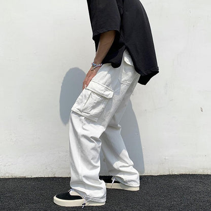 New Cargo Pants Men's Loose Straight Oversize Clothing Solid Grey Versatile Work Wear Black Joggers Cotton Casual Male Trousers