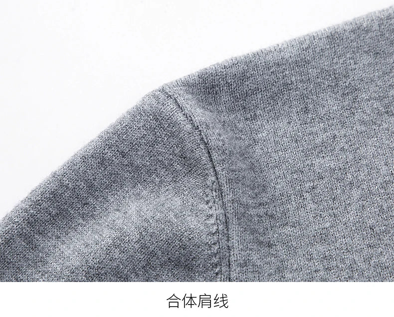 Men's Sweater Fashion Solid Color Warm Sweater Business Casual Heart Neckline Sweater Pullover Men