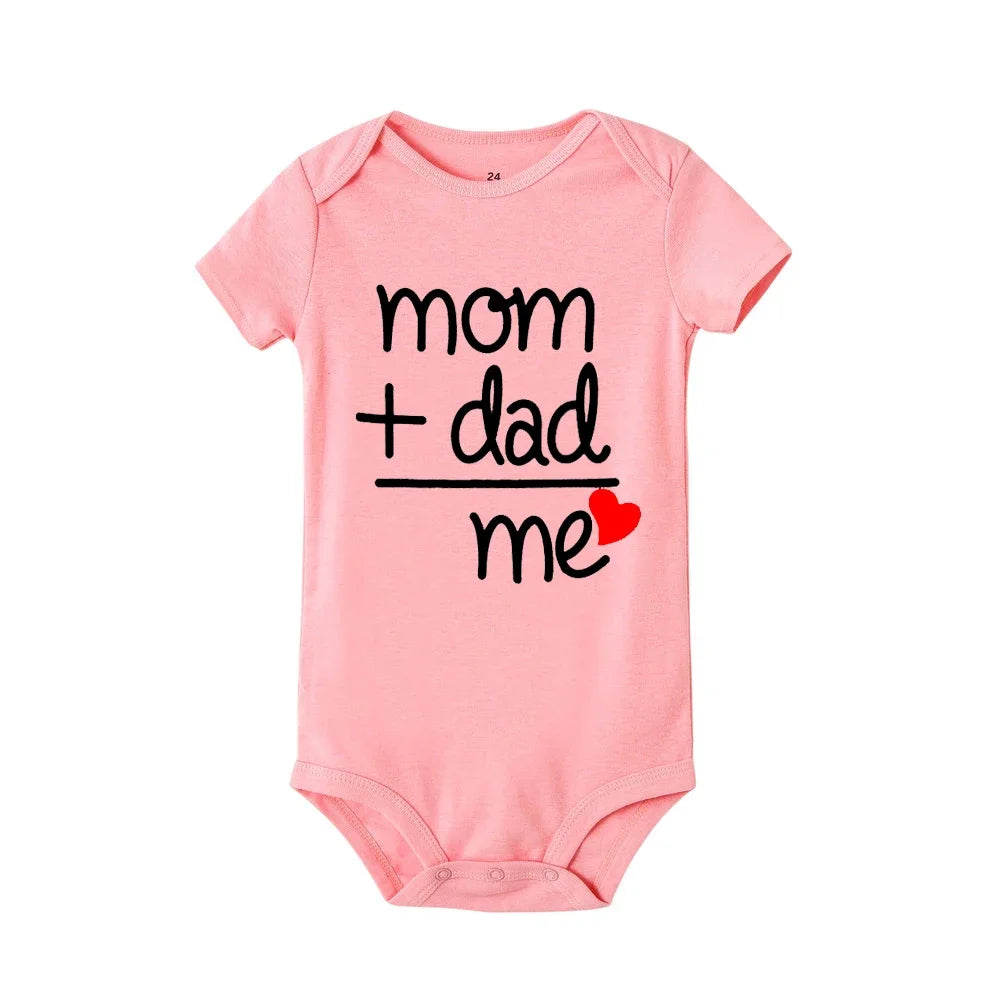 Mom Plus Dad Equals Me Baby Romper Clothes Boy Girl Newborn Bodysuit Toddler Infant Funny Cute Rompers Jumpsuit Outfits