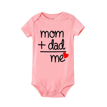 Mom Plus Dad Equals Me Baby Romper Clothes Boy Girl Newborn Bodysuit Toddler Infant Funny Cute Rompers Jumpsuit Outfits