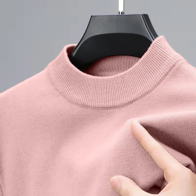 Half Turtleneck Knitwear Sweater New Autumn/Winter Mock Neck Sweatshirts Solid Color Pullovers Man Brand Casual Men's Clothing