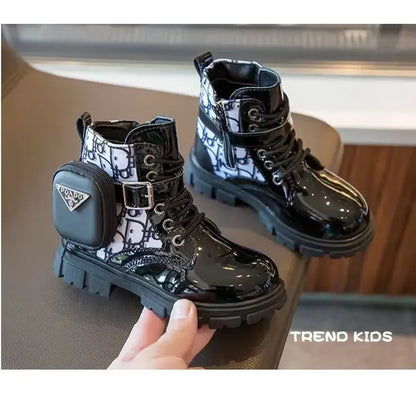 Spring and Autumn Girls Kids Shoes Ankle Boots Fashion British Style Single Boot Soft Sole Versatile Children's  Leather Shoes