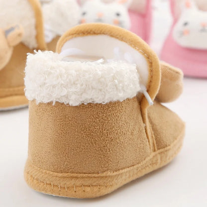 Winter Newborn Baby Boots Shoes Cute Cartoon Boy Girl Toddler Plush Snow Booties Warm Infant Crib Shoes Infant First Walkers
