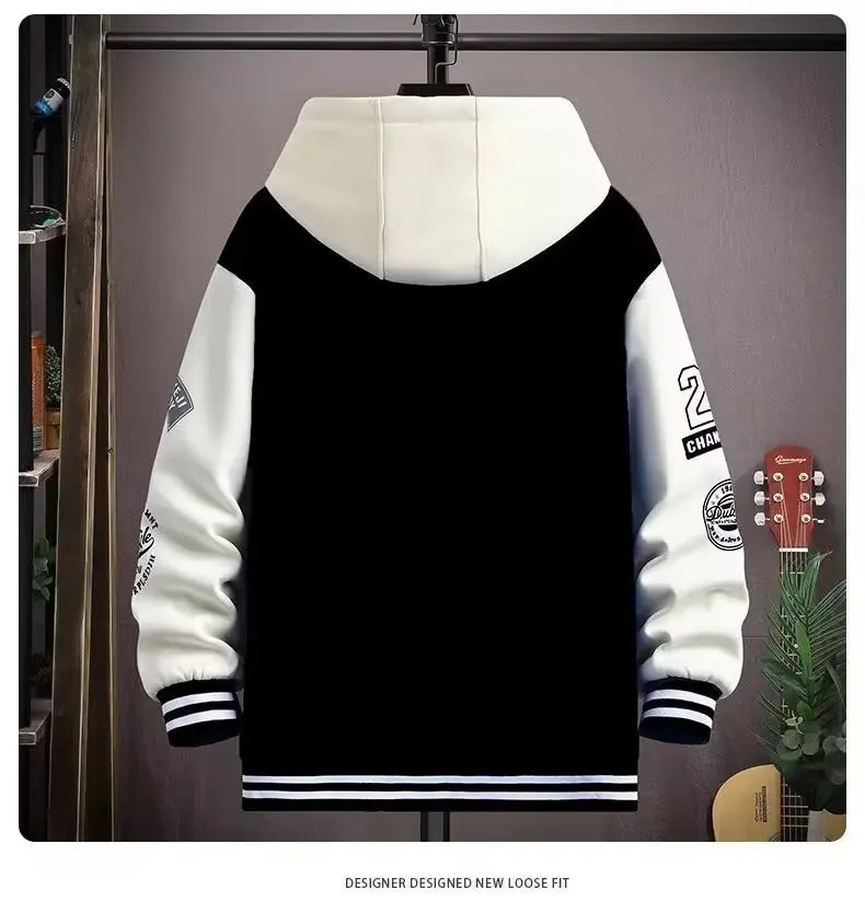 Men's Hooded Baseball Jersey Autumn Korean Casual Hooded Jacket Harajuku High Street Fashion Men's Clothing High Quality Coat