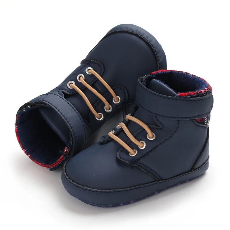 Lucky Blue Newborn Infant Toddler Boy Girl Casual Breathable Soft Cloth Bottom  Anti-slip PU Leather First Walkers Canvas Shoes
