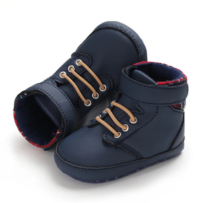 Lucky Blue Newborn Infant Toddler Boy Girl Casual Breathable Soft Cloth Bottom  Anti-slip PU Leather First Walkers Canvas Shoes
