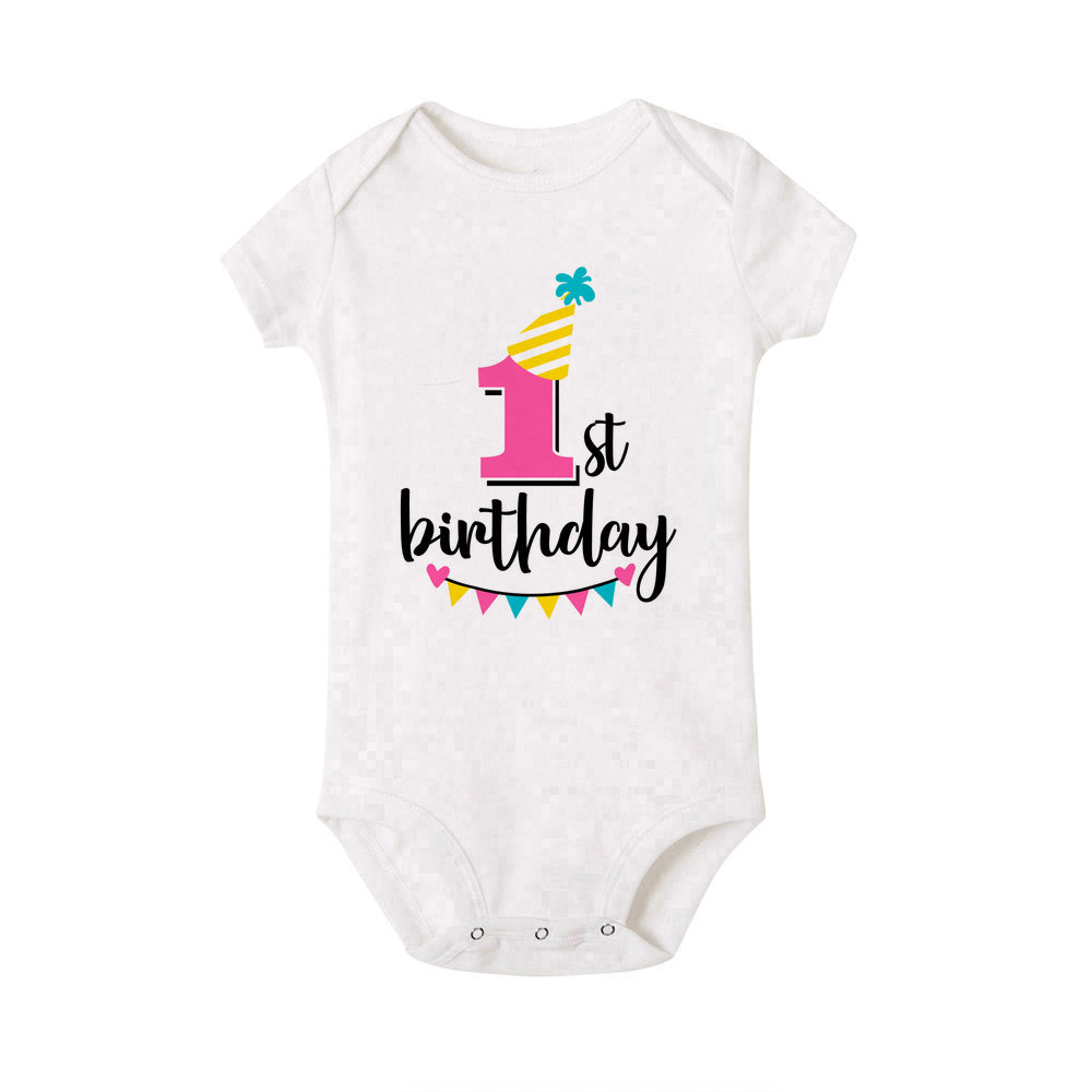 My 1st Birthday Print Baby Romper Infant Bodysuit Newborn Short Princess Sleeve Jumpsuit Baby Girl Birthday Party Outfit Clothes