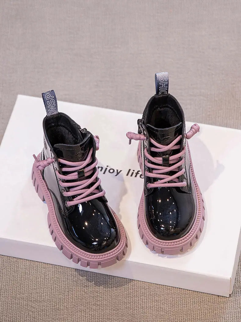 Fashion Kids Boots Girls British Style Children's Ankle Boots Autumn Winter Warm Waterproof Boys Boots 3-15 Years Old Snow Boots