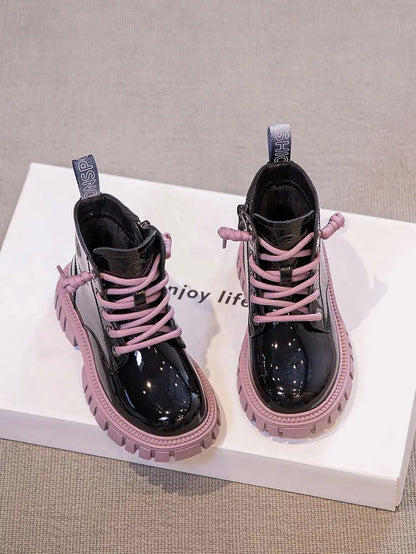 Fashion Kids Boots Girls British Style Children's Ankle Boots Autumn Winter Warm Waterproof Boys Boots 3-15 Years Old Snow Boots