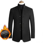 Men's Woolen Coat 2025 Autumn/Winter New Cotton Thickened Single Breasted Standing Collar Wool Blend Male Jacket