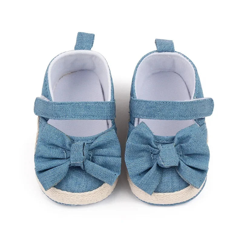 Baby Girls Shoe Soft Soles Non-slip Butterfly Knot Fashion Outdoor Solid Color Infant Newborns Crib First Walkers Princess Shoes