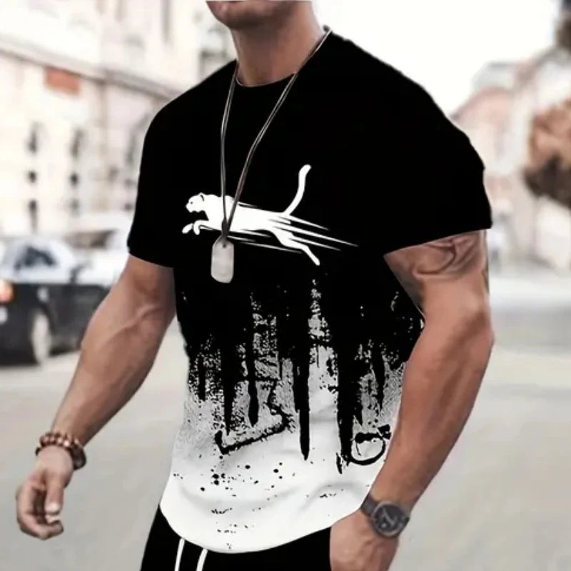 Animal T-Shirts For Men 3d Print T-Shirt Men's Sports T-Shirt Street Fashion Short Sleeve Tee Shirts Loose Oversized Men Clothing