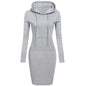 Autumn Winter Warm Sweatshirt Long-sleeved Dress Woman Clothing Hooded Collar Pocket Simple Casual lady Dress Vesdies Sweatshirt