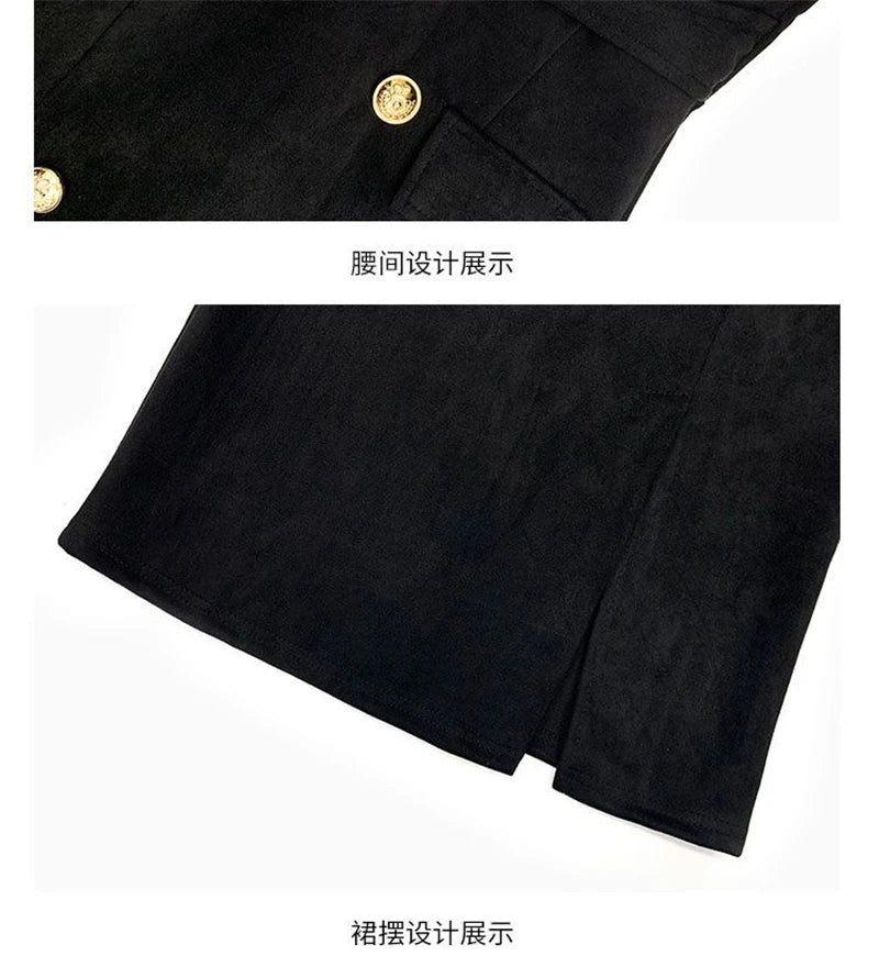 Office Lady Sexy Slim Blazer Dress Women Spring Korean Notched Collar Split Evening Party Dresses Elegant Midi Vestido De Fiest