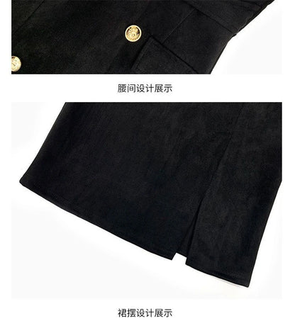 Office Lady Sexy Slim Blazer Dress Women Spring Korean Notched Collar Split Evening Party Dresses Elegant Midi Vestido De Fiest