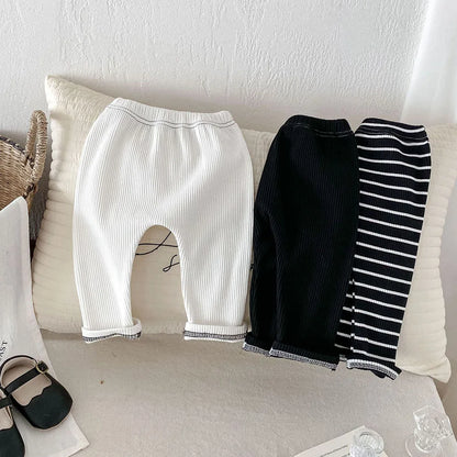 MILANCEL 2025 Autumn Baby Pants 0-3 Y Korean Style Toddler Girls Solid Big PP Leggings Infant Boys Cotton Slim Fit Trousers