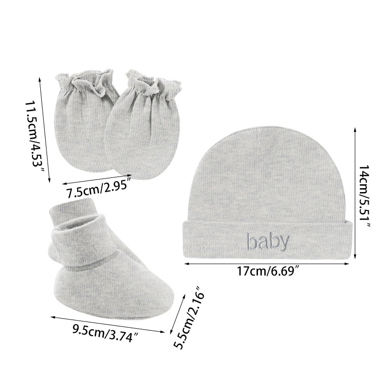 Baby Newborn Cotton Hat Gloves Foot Cover Set Newborn Single Layer Kit for Baby Girls Boys Birth Keeping Warm Clothes