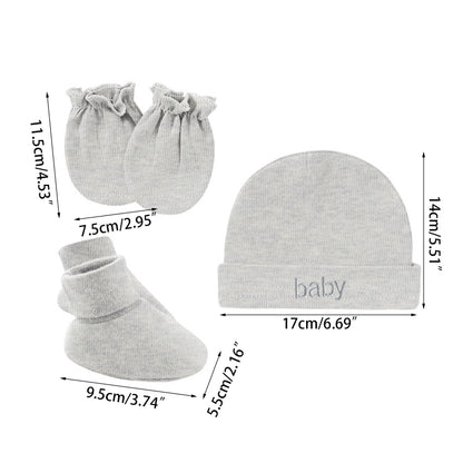 Baby Newborn Cotton Hat Gloves Foot Cover Set Newborn Single Layer Kit for Baby Girls Boys Birth Keeping Warm Clothes