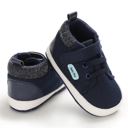 Lucky Blue Newborn Infant Toddler Boy Girl Casual Breathable Soft Cloth Bottom  Anti-slip PU Leather First Walkers Canvas Shoes