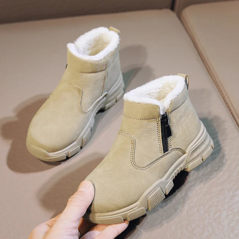 Girl's Snow Boot Winter Cotton Children's Shoes Outdoor Warm Plush Non-slip Simple Fashion Hard-wearing Boys Boots New Style