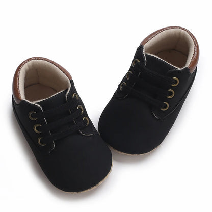 Fashionable 0-18M Boys and Girls' Shoes Classic Solid Color Leather Bottom Anti slip Preschool First Step Casual Sports Shoes