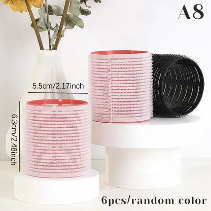 6pcs Hair Rollers Heatless Hair Curlers No Heat Hair Bangs Volume Self-adhesive Hook Curlers DIY Styling Tools & Accessories