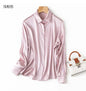 Tajiyane Women's 93% Mulberry Silk 7% Spandex 19 momme satin Silk Buttons long sleeve shirt Top Blouse office work chemise femme