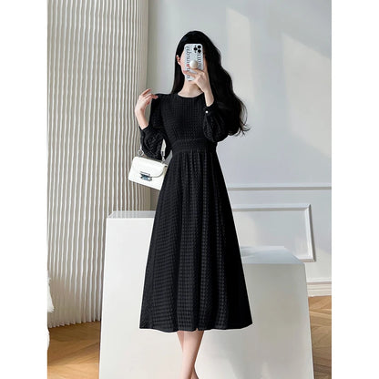 Lace Long Sleeves White Midi Dresses for Women 2025 New Autumn French Elegant Fashion Evening Wedding Party Robe Female Clothing