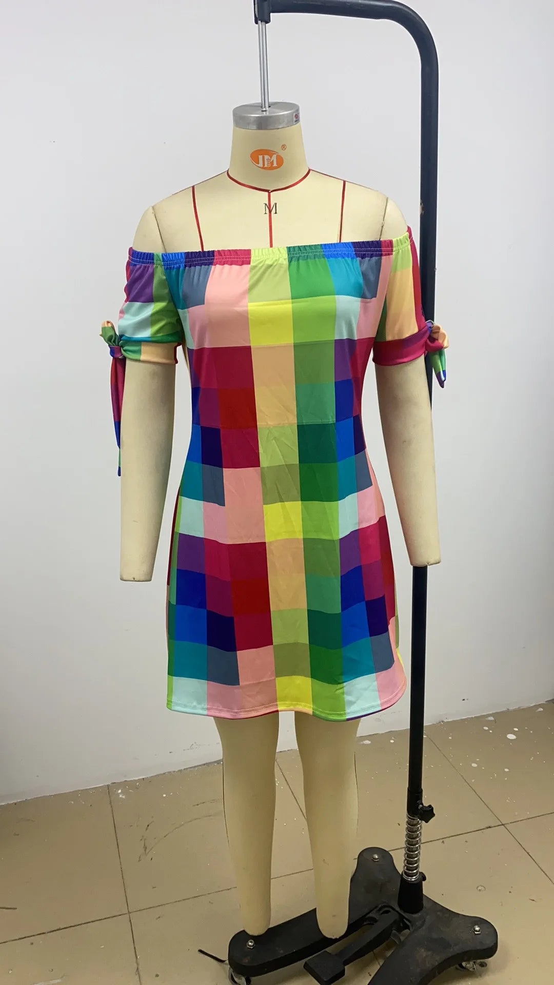 Fashionable Sexy Women's Print Dress Women's Word Shoulder Short -sleeved A -line Dress Ladies Off The Shoulder Mini Dresses