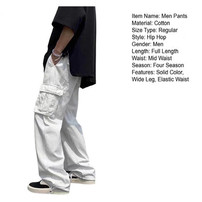 New Cargo Pants Men's Loose Straight Oversize Clothing Solid Grey Versatile Work Wear Black Joggers Cotton Casual Male Trousers