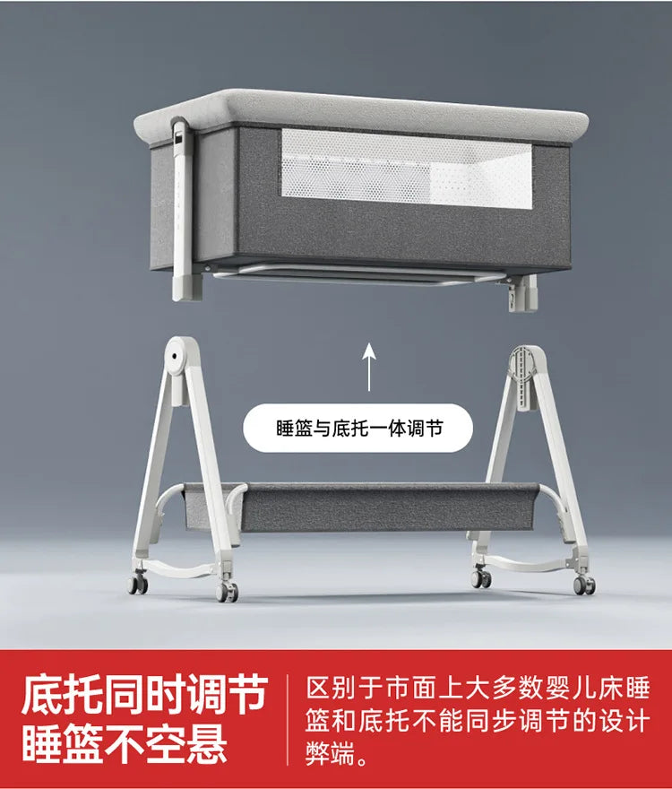 Baby Bed Crib Portable Bassinet Bedside Liftable Cradle Bed Playpen Newborn With Changing Table Storage Bag Mosquito Net