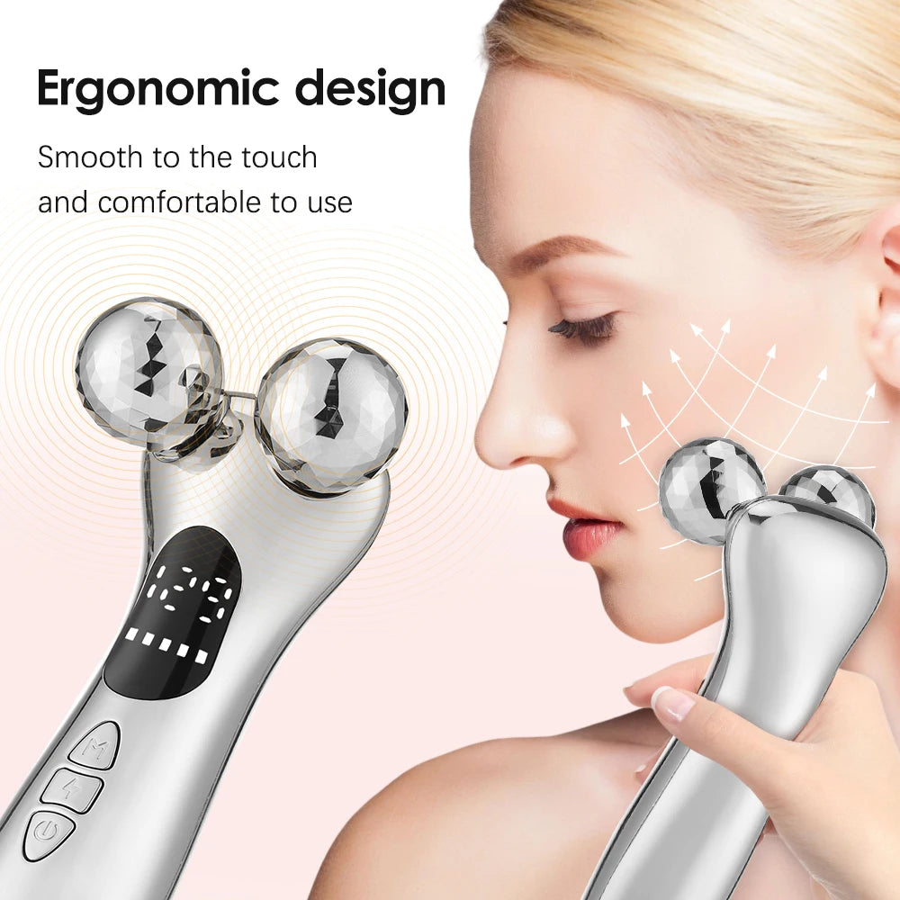Electric Facial Micro-current Beauty Instrument LED Display Face Lifting Roller Massager Skin Tighten Massage Beauty Devices