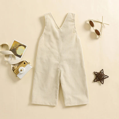 2025 Lorrainian 3-24M Baby Girl Summer Overalls Infant Wide Leg Solid Color Jumpsuit Front Pocket Suspender Pants Outfits