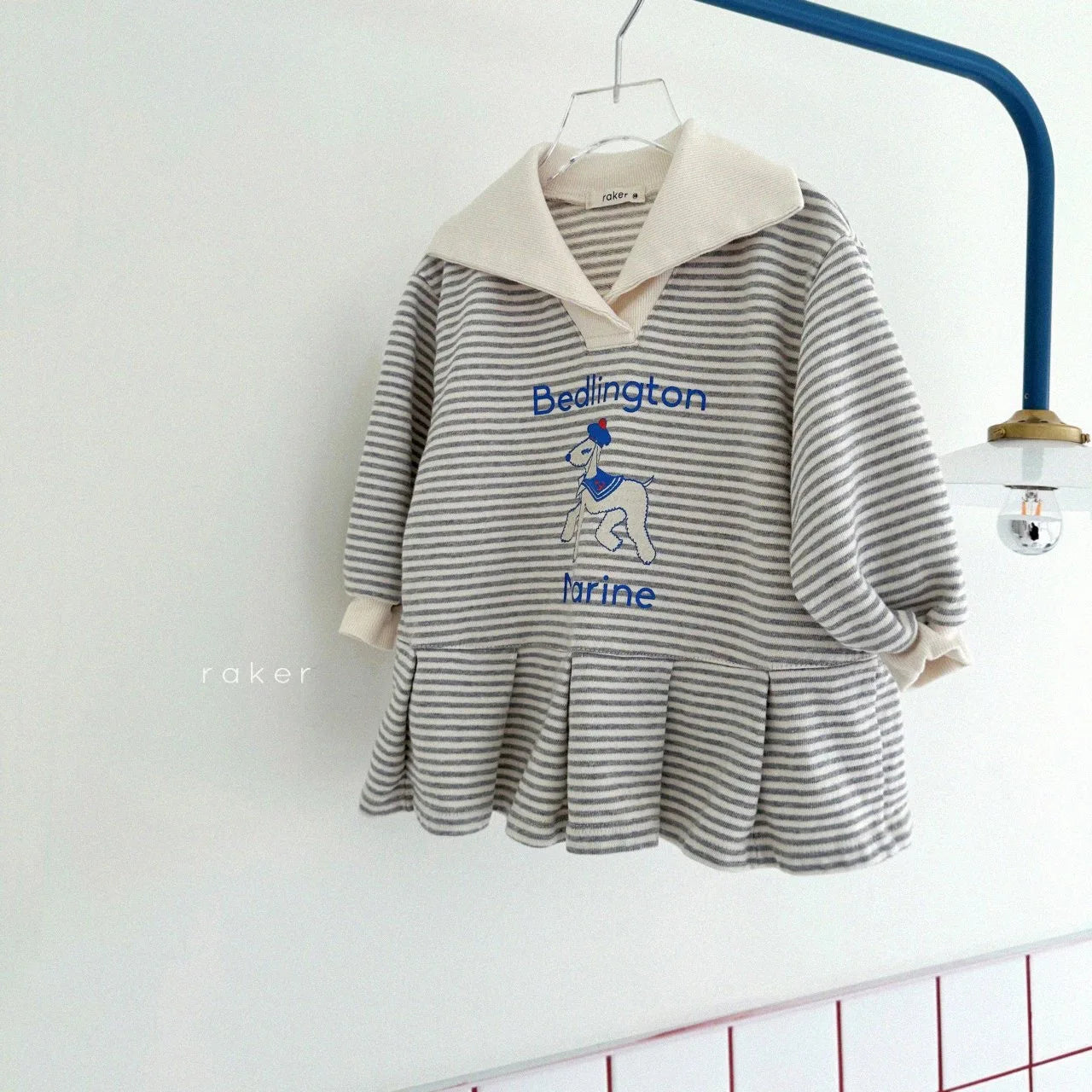 2025 Spring New Baby Girl Long Sleeve Casual Dress Infant Girl Cartoon Print Toddler Navy Collar Striped Dress Children Clothes